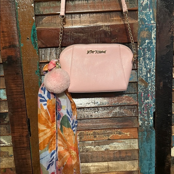 Betsey Johnson XO Anaya Crossbody with Scarf and Chain Strap Light Pink - Picture 8 of 8